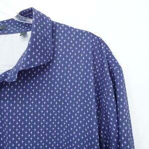 Turtleson Grey Rock Golf Polo Mens 2XL Blue Star Print Golf Stretch Embroidered